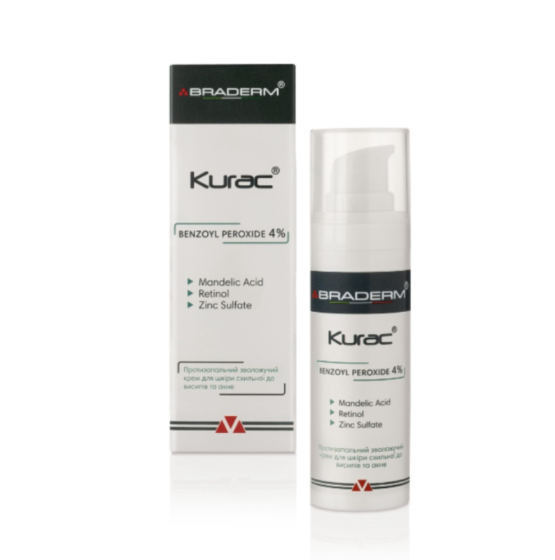 Braderm – Kurac Cream – Активний протизапальний крем з бензоїл пероксидом 4% 30 мл