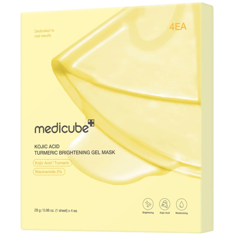 Medicube – Kojic Acid Turmeric Brightening Gel Mask – Освітлювальна гідрогелева маска з койєвою кислотою та куркумою 4 шт * 28 г