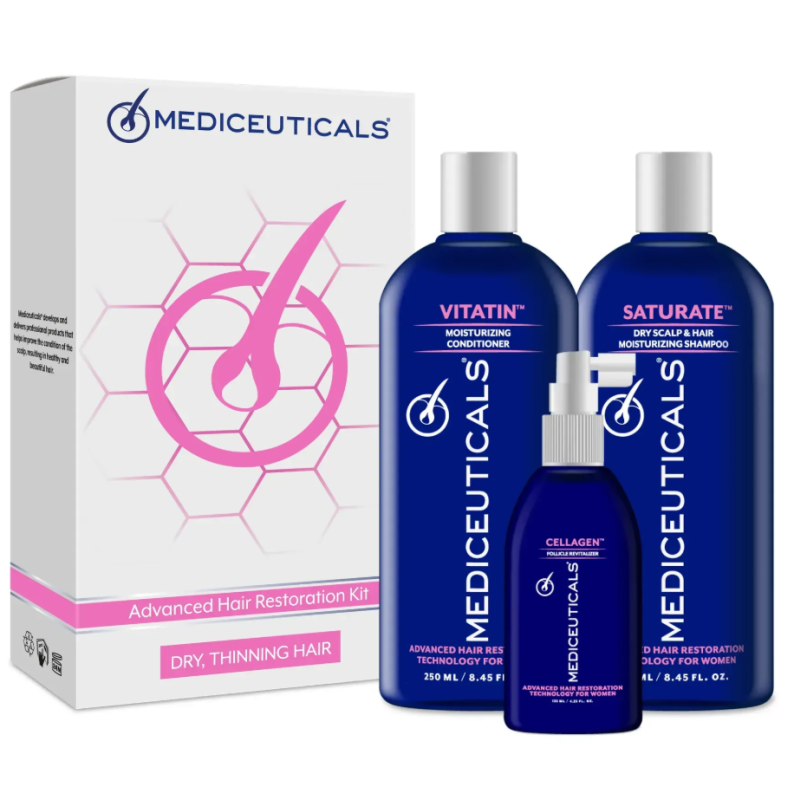Mediceuticals – Advanced Hair Restoration Kit Dry, Thinning Hair – Набір для стимулювання росту волосся для жінок, сухе волосся